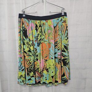 Est. 1946 Skirt Mesh Floral Retro Boho Green Black 18/20W